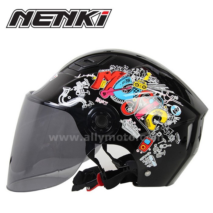 129 Open Half Face Helmet Motorbike Scooter Street Cruiser Chopper Touring Sun Shield Lens Men Women@3